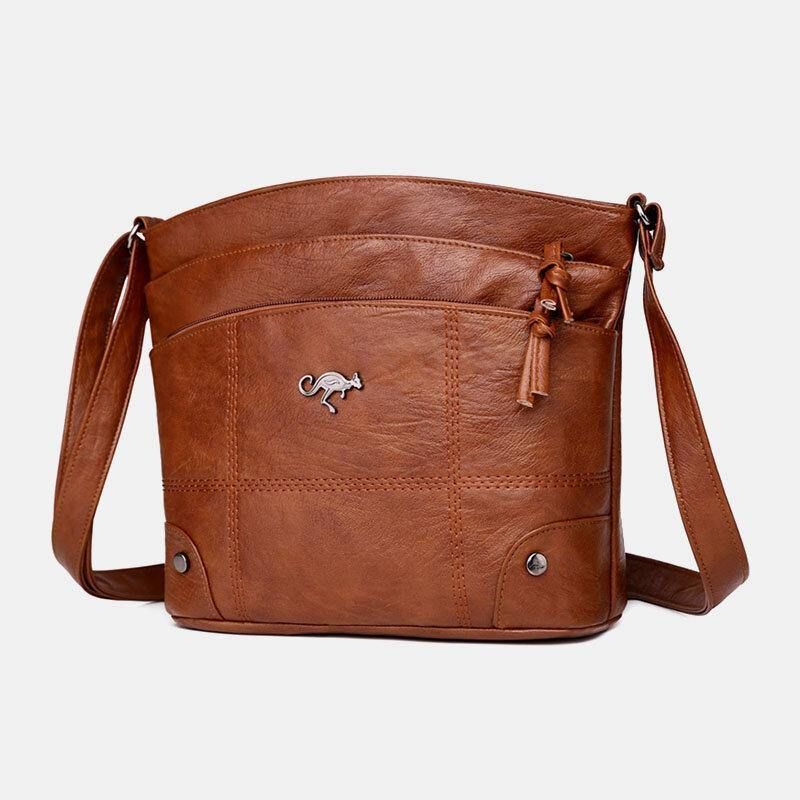 Kobiety Pu Leather Duża Pojemność Retro 6.3 Cala Multi-Kieszeni Torba Na Telefon Miękkie Torby Crossbody Torba Na Ramię