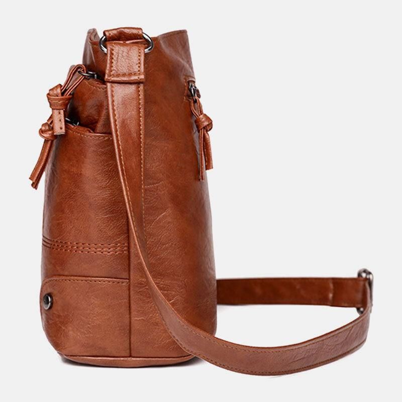 Kobiety Pu Leather Duża Pojemność Retro 6.3 Cala Multi-Kieszeni Torba Na Telefon Miękkie Torby Crossbody Torba Na Ramię