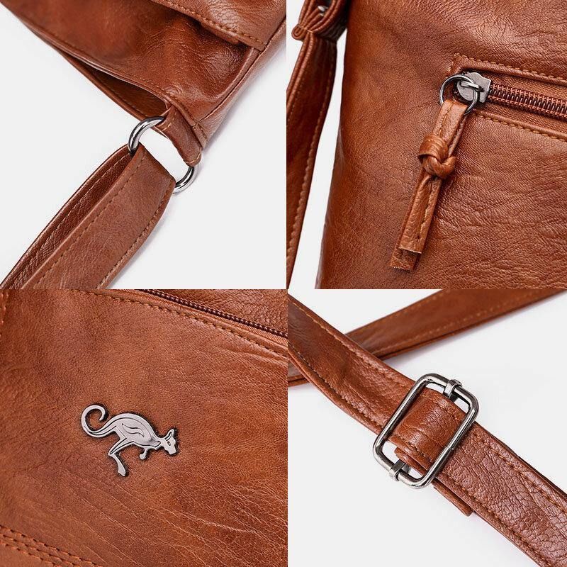 Kobiety Pu Leather Duża Pojemność Retro 6.3 Cala Multi-Kieszeni Torba Na Telefon Miękkie Torby Crossbody Torba Na Ramię