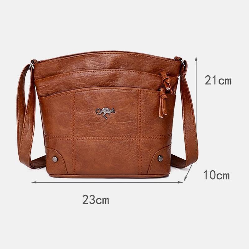 Kobiety Pu Leather Duża Pojemność Retro 6.3 Cala Multi-Kieszeni Torba Na Telefon Miękkie Torby Crossbody Torba Na Ramię