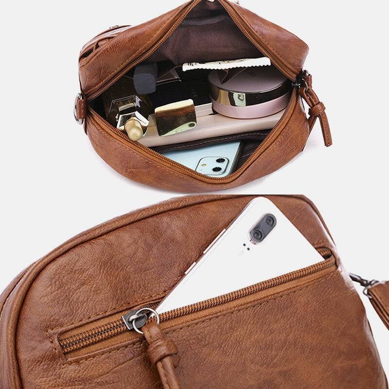 Kobiety Pu Leather Multi-Pocket Moda Retro 6.3 Cala Torba Na Telefon Miękkie Torby Crossbody Torba Na Ramię