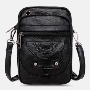 Kobiety Pu Leather Nit Słuchawki Otwór Retro 6.3 Cala Torba Na Telefon Torby Crossbody Torba Na Ramię