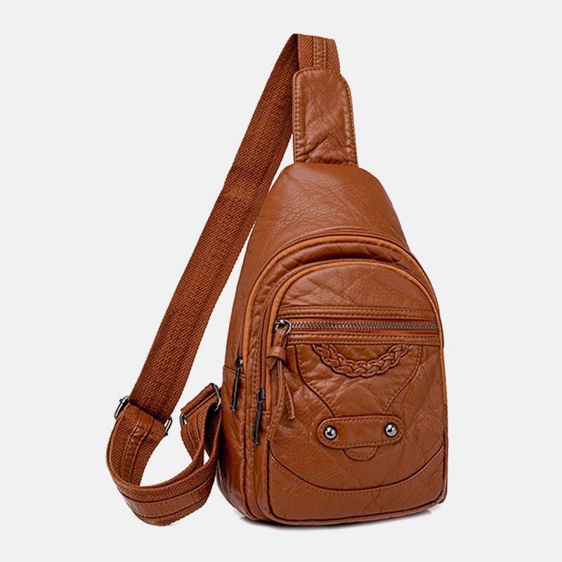 Kobiety Pu Leather Przenośne Torby Na Słuchawki O Dużej Pojemności Crossbody Torba Na Ramię Torba Na Klatkę Piersiową