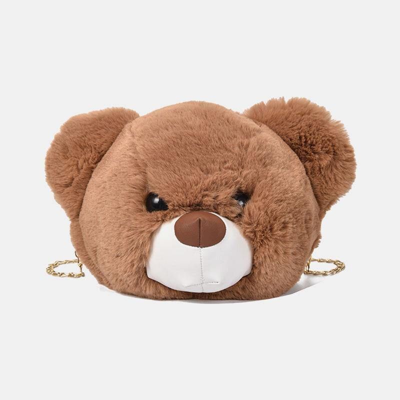 Kobiety Śliczne Pluszowe Łańcuchy Bear Chains Torba Na Ramię Crossbody