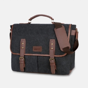 Mężczyźni Canvas Multi-Pocket Odporna Na Zużycie Torba Biznesowa W Stylu Vintage Torba Na Laptopa Torba Crossbody Torebka