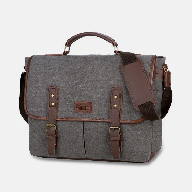 Mężczyźni Canvas Multi-Pocket Odporna Na Zużycie Torba Biznesowa W Stylu Vintage Torba Na Laptopa Torba Crossbody Torebka