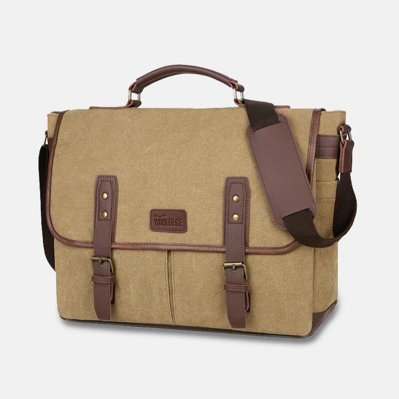 Mężczyźni Canvas Multi-Pocket Odporna Na Zużycie Torba Biznesowa W Stylu Vintage Torba Na Laptopa Torba Crossbody Torebka