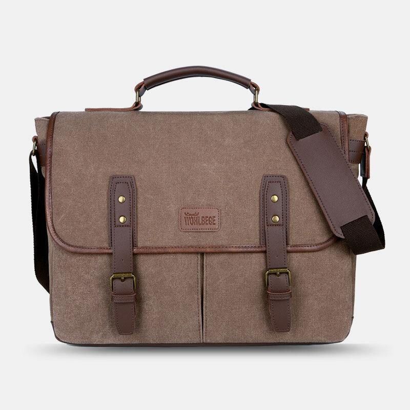 Mężczyźni Canvas Multi-Pocket Odporna Na Zużycie Torba Biznesowa W Stylu Vintage Torba Na Laptopa Torba Crossbody Torebka