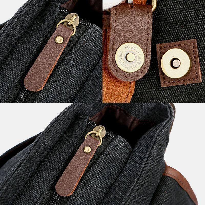 Mężczyźni Canvas Multi-Pocket Odporna Na Zużycie Torba Biznesowa W Stylu Vintage Torba Na Laptopa Torba Crossbody Torebka