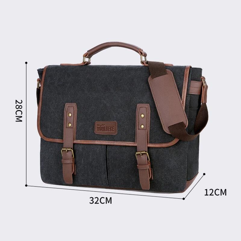 Mężczyźni Canvas Multi-Pocket Odporna Na Zużycie Torba Biznesowa W Stylu Vintage Torba Na Laptopa Torba Crossbody Torebka