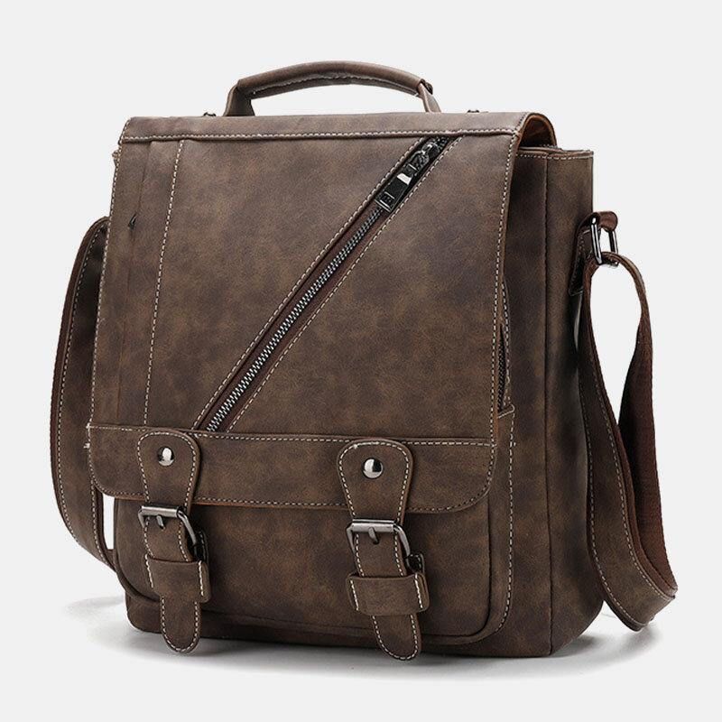 Mężczyźni Pu Leather Duża Pojemność Vintage Codzienne Wodoodporne Oddychające Torby Crossbody Torby Na Ramię Torebka