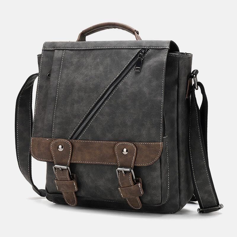 Mężczyźni Pu Leather Duża Pojemność Vintage Codzienne Wodoodporne Oddychające Torby Crossbody Torby Na Ramię Torebka