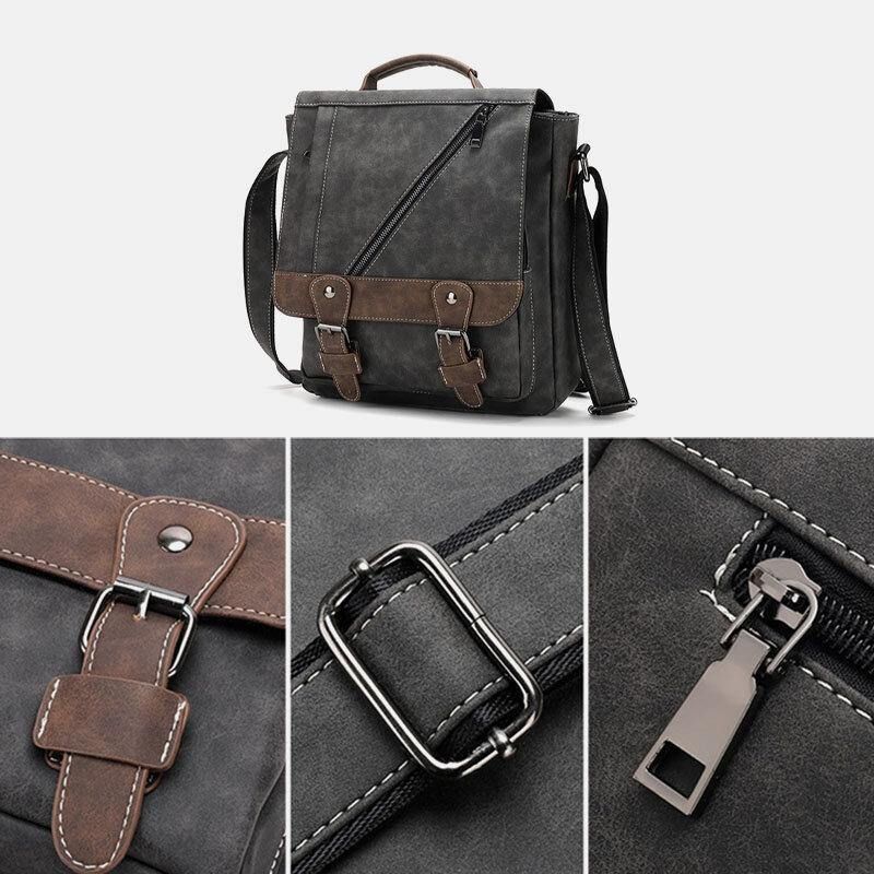 Mężczyźni Pu Leather Duża Pojemność Vintage Codzienne Wodoodporne Oddychające Torby Crossbody Torby Na Ramię Torebka