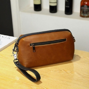 Mężczyźni Pu Leather Solid Color Anti-Theft Codzienne Torba Na Telefon Torba Na Ramię Crossbody