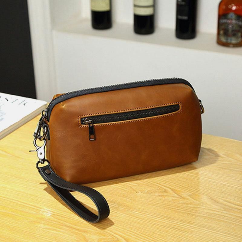 Mężczyźni Pu Leather Solid Color Anti-Theft Codzienne Torba Na Telefon Torba Na Ramię Crossbody