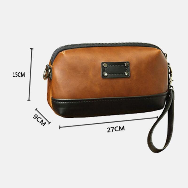 Mężczyźni Pu Leather Solid Color Anti-Theft Codzienne Torba Na Telefon Torba Na Ramię Crossbody