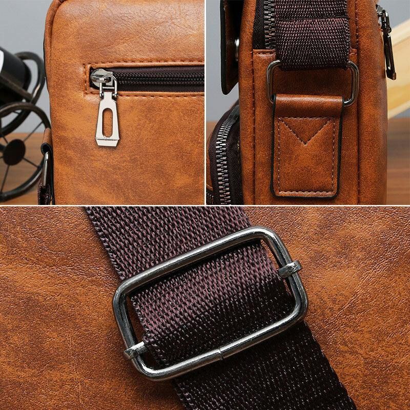 Mężczyźni Pu Skórzana Torba Z Wieloma Kieszeniami Torba Antykradzieżowa Torby Crossbody Torba Na Ramię Torebka Teczki