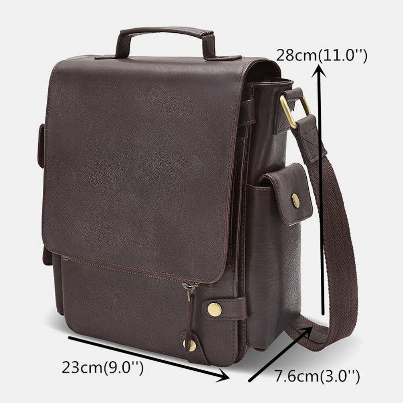 Męska Pu Leather Vintage Business Wielofunkcyjne Gniazda Na Wiele Kart Multi-Kieszenie Torba Na Ramię Crossbody