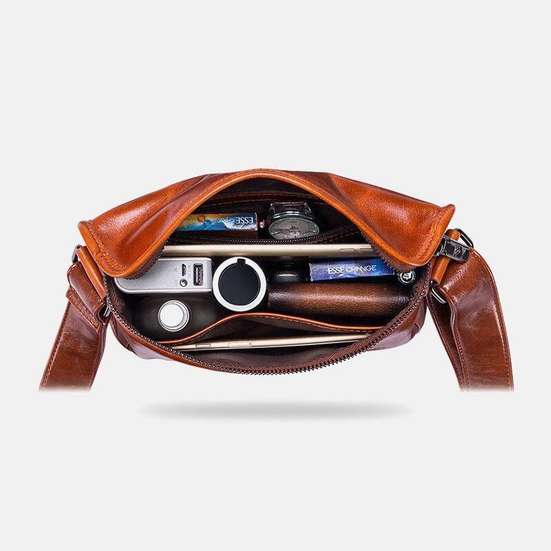 Męska Skórzana Odporna Na Kradzież Odporna Na Zużycie 7.9-Calowa Torba iPad W Stylu Vintage Kwadratowa Torba Crossbody Torba Na Ramię