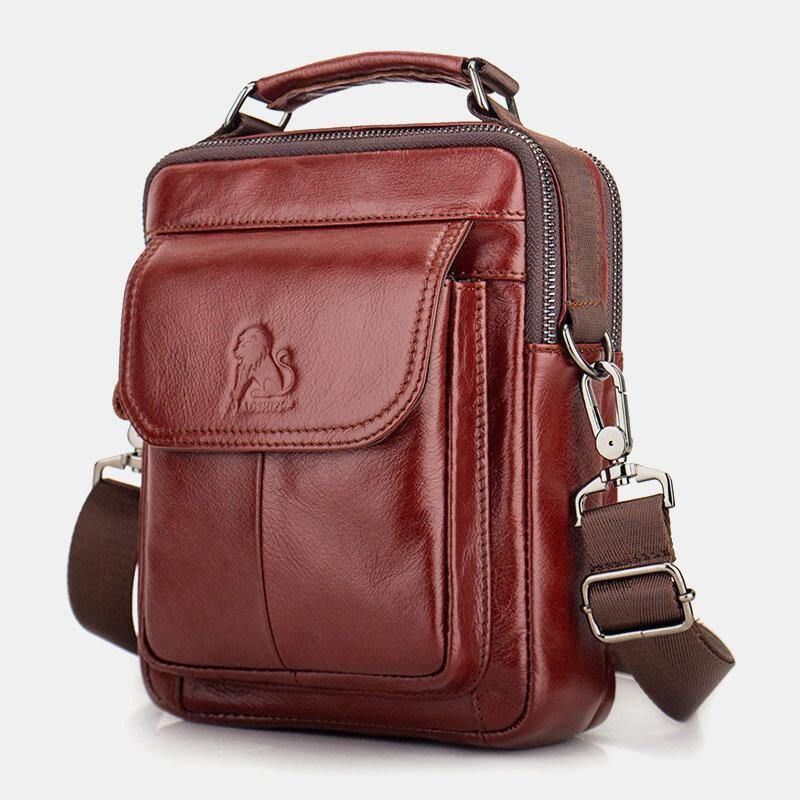 Męska Skórzana Skórzana Torba Na Ramię W Stylu Retro Business Crossbody Bag