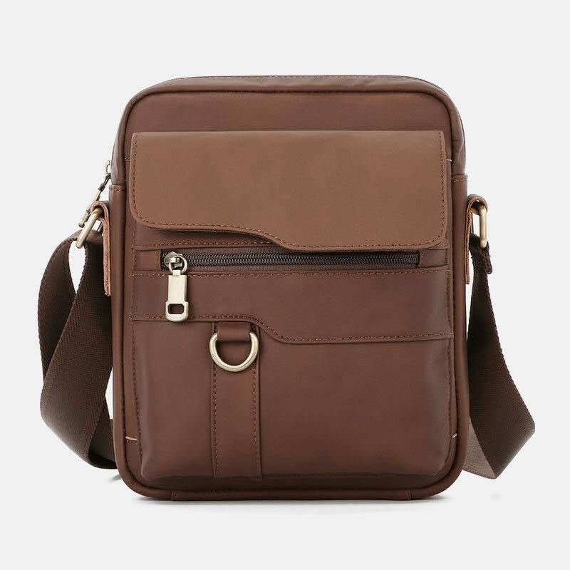 Męska Skórzana Torba O Dużej Pojemności Vintage Codzienne 6.5-Calowa Torba Na Telefon Torba Crossbody Torba Na Ramię Torba Kurierska