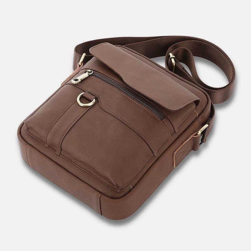 Męska Skórzana Torba O Dużej Pojemności Vintage Codzienne 6.5-Calowa Torba Na Telefon Torba Crossbody Torba Na Ramię Torba Kurierska