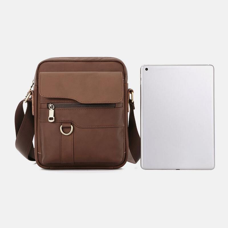 Męska Skórzana Torba O Dużej Pojemności Vintage Codzienne 6.5-Calowa Torba Na Telefon Torba Crossbody Torba Na Ramię Torba Kurierska