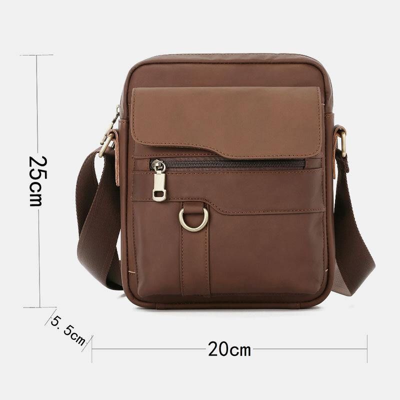 Męska Skórzana Torba O Dużej Pojemności Vintage Codzienne 6.5-Calowa Torba Na Telefon Torba Crossbody Torba Na Ramię Torba Kurierska