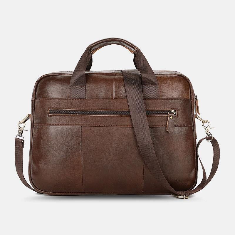 Męska Skórzana Torba Z Wieloma Kieszeniami Vintage 14-Calowa Torba Na Laptopa Teczki Torba Crossbody Torba Na Ramię Torebka