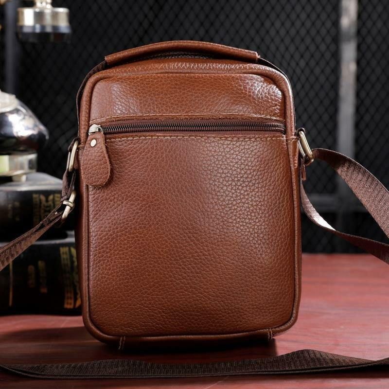 Męska Skórzana Torba Z Wieloma Kieszeniami Vintage 6.3 Cala Torba Na Telefon Torby Crossbody Torba Na Ramię Torebka