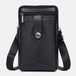 Męska Skórzana W Stylu Vintage Wielofunkcyjna 6.5-Calowa Torba Na Telefon Z Zamkiem Błyskawicznym Torba Crossbody Torba Na Talię