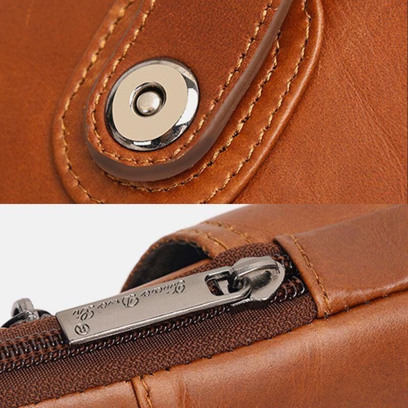 Męska Skórzana W Stylu Vintage Wielofunkcyjna 6.5-Calowa Torba Na Telefon Z Zamkiem Błyskawicznym Torba Crossbody Torba Na Talię