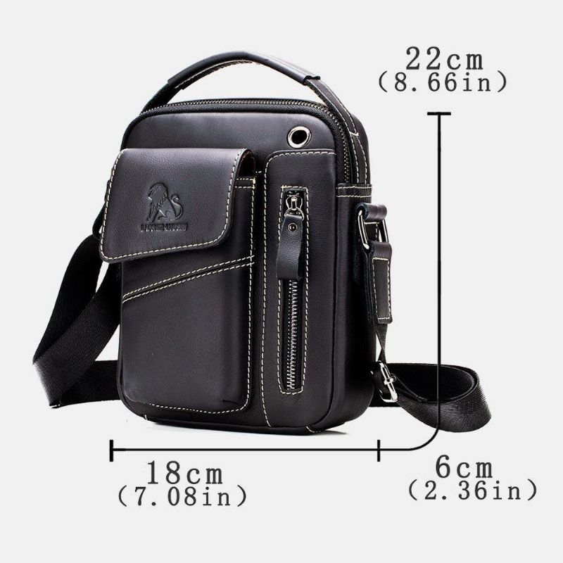 Męska Torba Na Ramię Z Prawdziwej Skóry Odporna Na Zużycie Z Wieloma Kieszeniami W Stylu Vintage Crossbody Bag