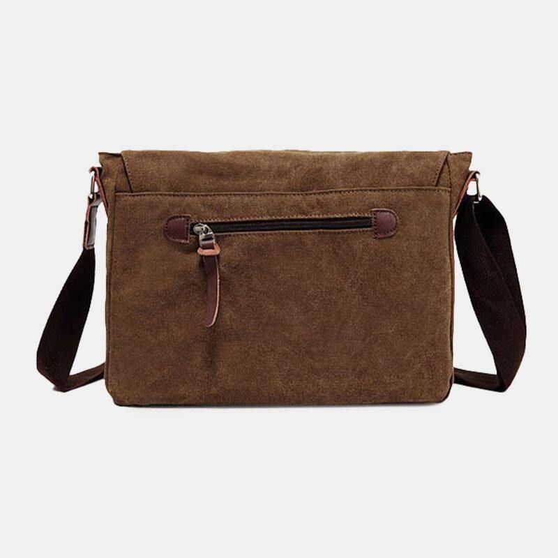 Męska Torba Z Prawdziwej Skóry I Płótna Retro Travel Outdoor Multi-Kieszeni Torba Crossbody