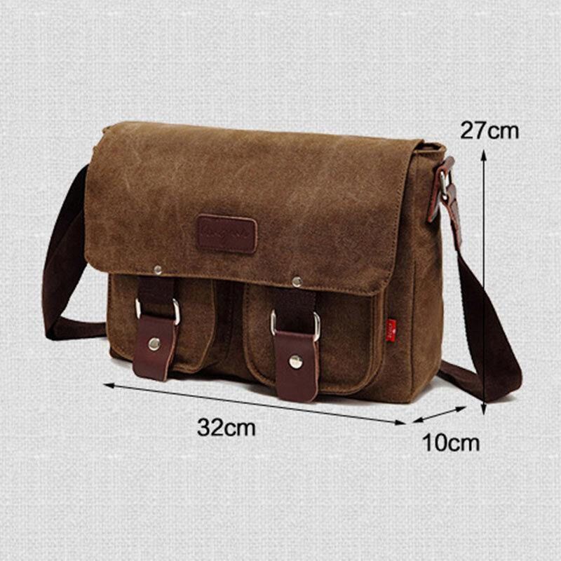 Męska Torba Z Prawdziwej Skóry I Płótna Retro Travel Outdoor Multi-Kieszeni Torba Crossbody