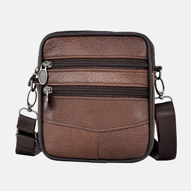 Męska Torba Z Prawdziwej Skóry O Dużej Pojemności Business Multi-Carry Crossbody Bag