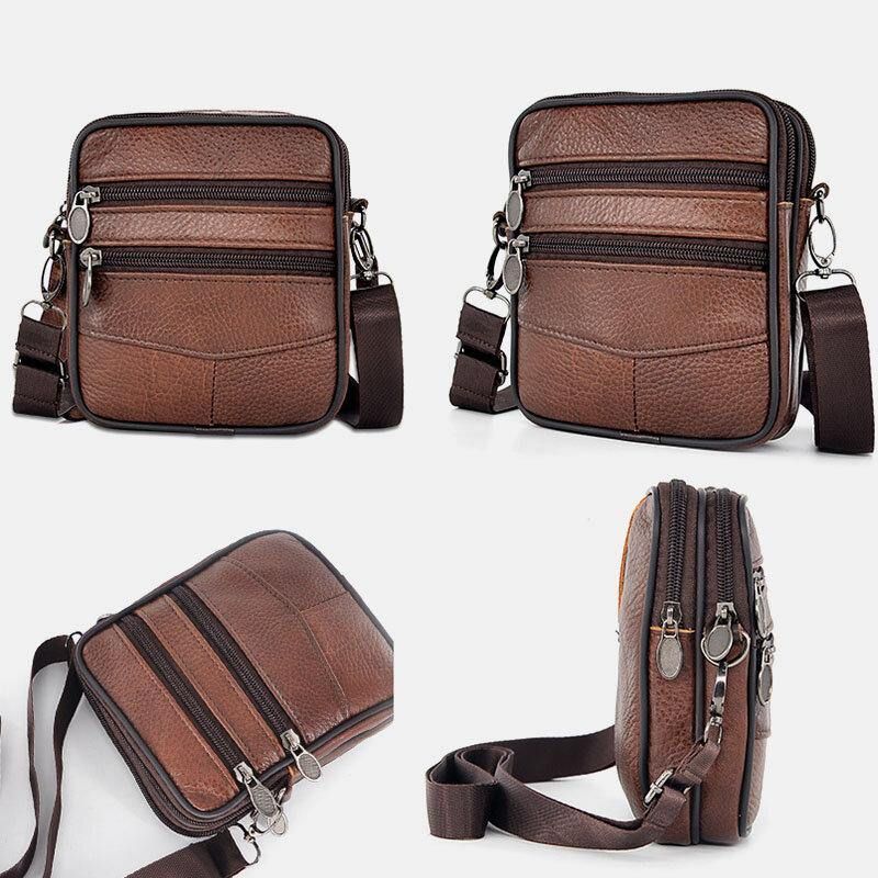 Męska Torba Z Prawdziwej Skóry O Dużej Pojemności Business Multi-Carry Crossbody Bag