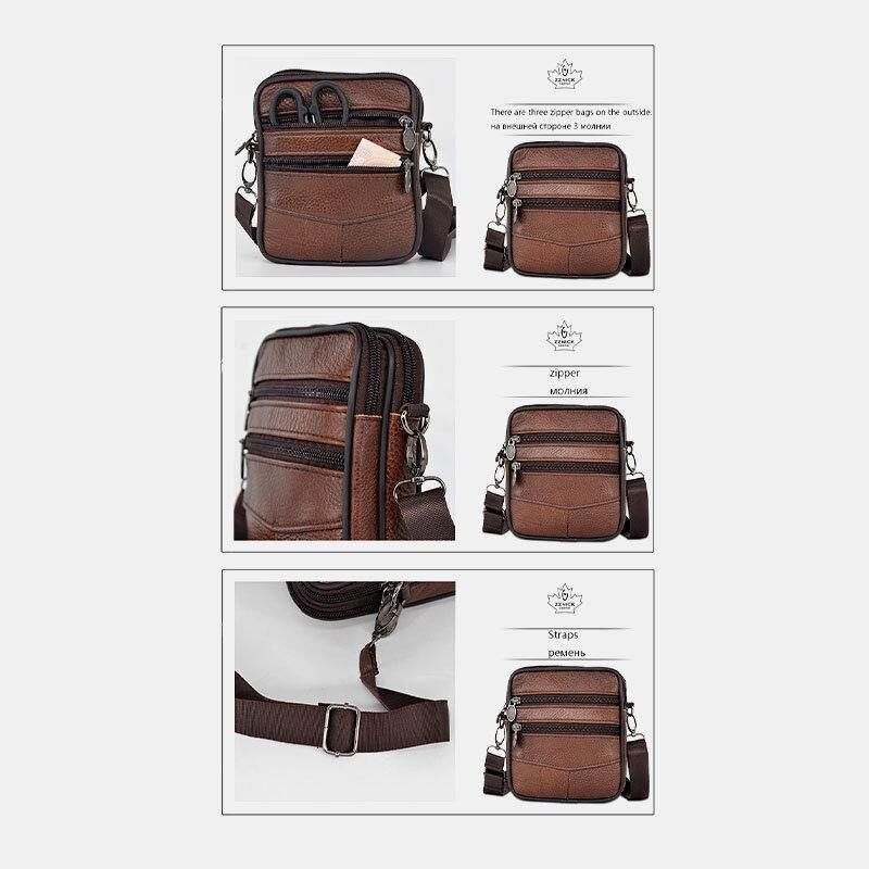 Męska Torba Z Prawdziwej Skóry O Dużej Pojemności Business Multi-Carry Crossbody Bag