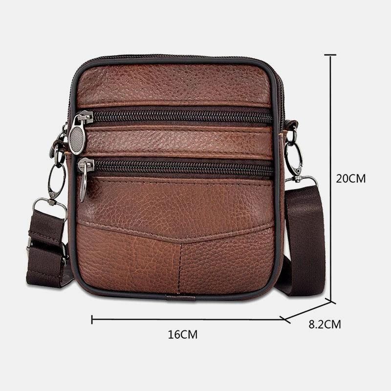 Męska Torba Z Prawdziwej Skóry O Dużej Pojemności Business Multi-Carry Crossbody Bag