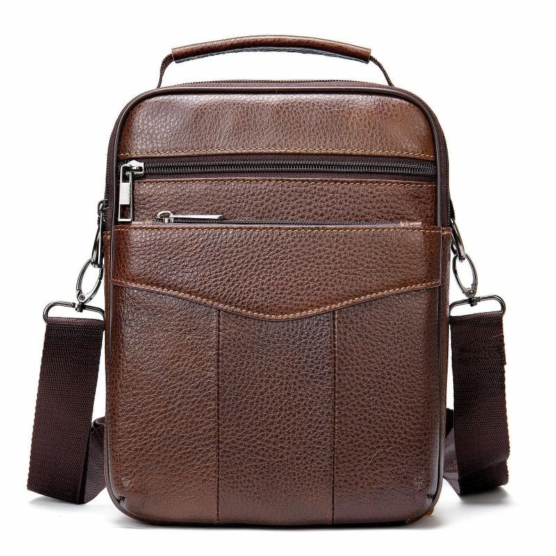 Męska Torebka Z Prawdziwej Skóry W Stylu Retro Business Pionowa Torebka Crossbody