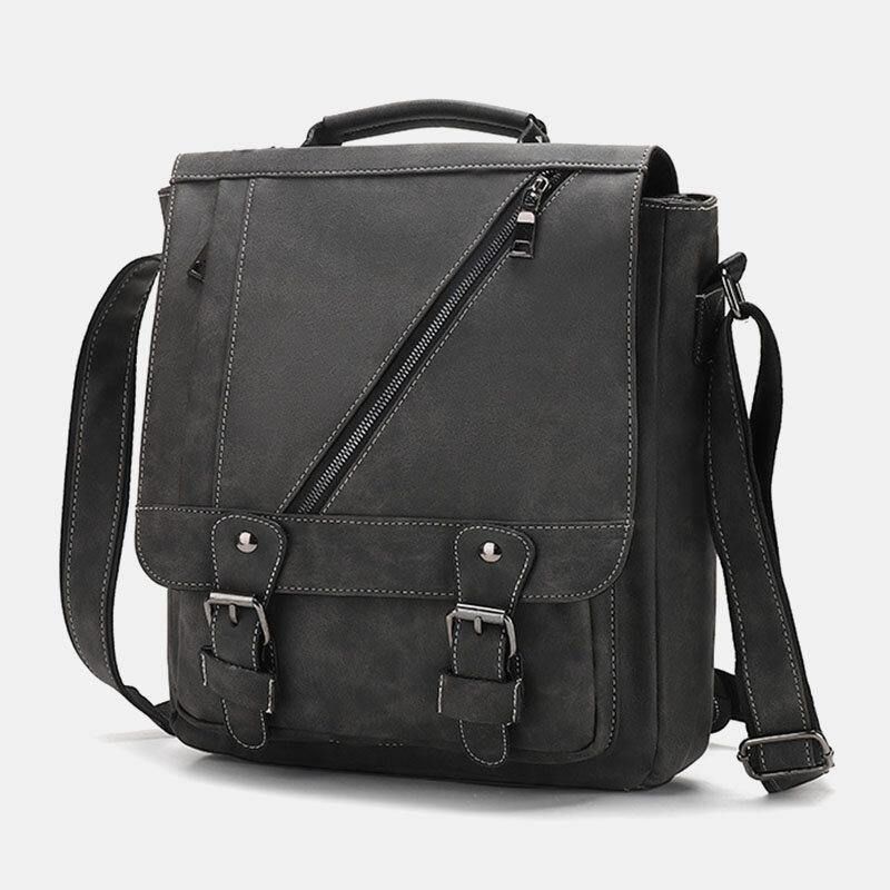 Męska Torebka Ze Sztucznej Skóry W Stylu Retro O Dużej Pojemności Multi-Carry Crossbody Bag