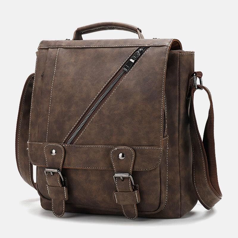 Męska Torebka Ze Sztucznej Skóry W Stylu Retro O Dużej Pojemności Multi-Carry Crossbody Bag