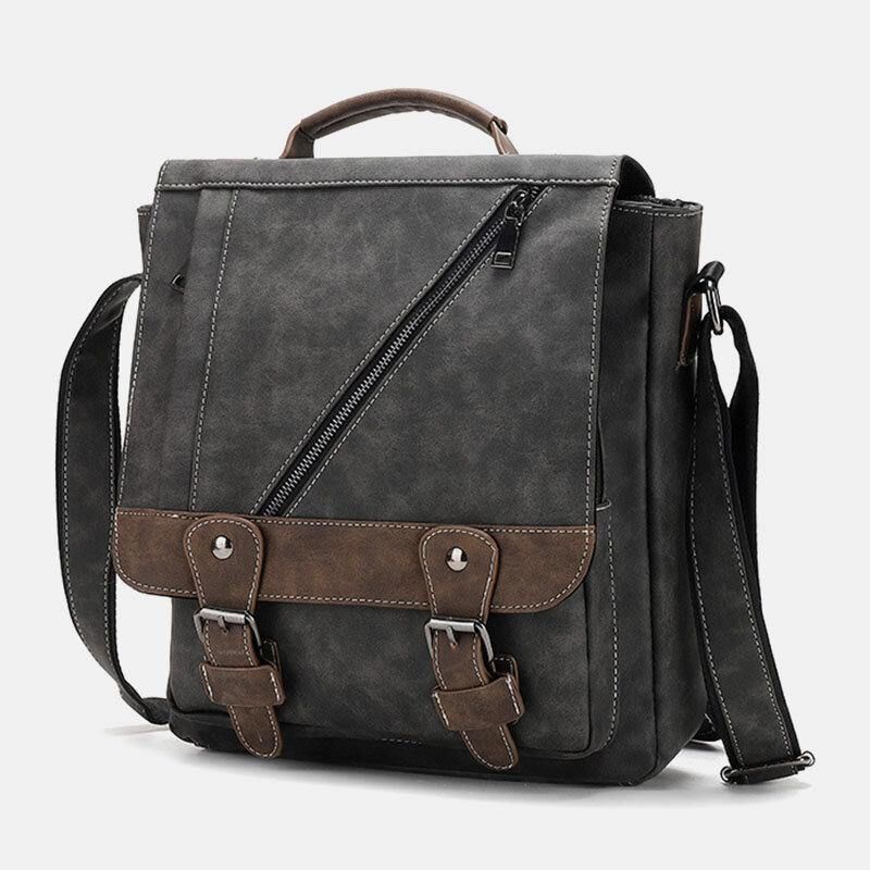 Męska Torebka Ze Sztucznej Skóry W Stylu Retro O Dużej Pojemności Multi-Carry Crossbody Bag