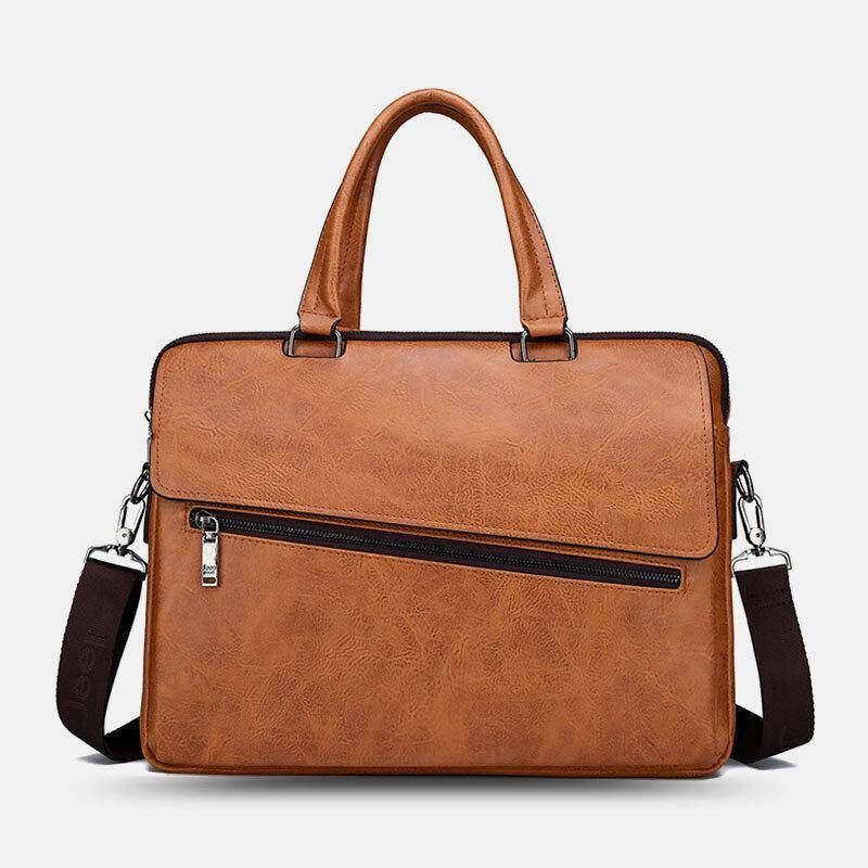 Męska Wielofunkcyjna Torba Ze Skóry Pu Anti-Theft Vintage Business Messenger Bag Crossbody Bag Torebka Torba Na Ramię