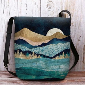 Torebka Damska Z Filcu Górskiego Treetop Landscape Print Torba Crossbody Torba Na Ramię