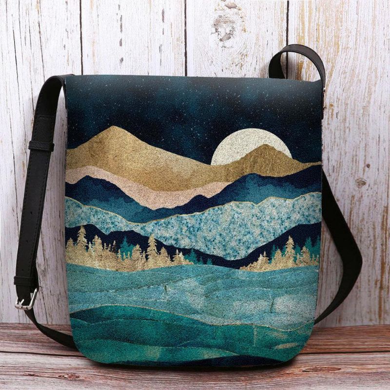 Torebka Damska Z Filcu Górskiego Treetop Landscape Print Torba Crossbody Torba Na Ramię