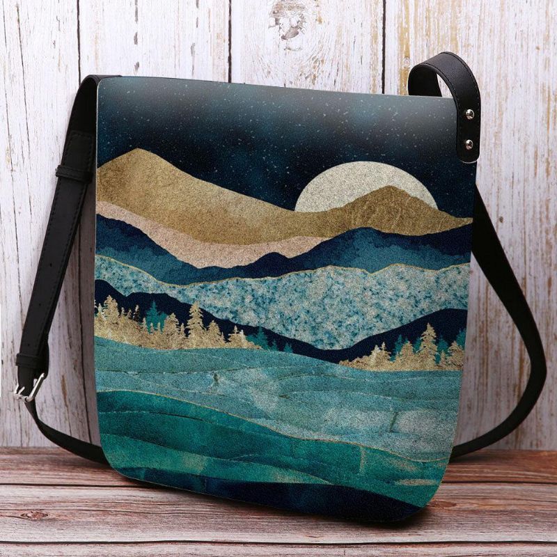 Torebka Damska Z Filcu Górskiego Treetop Landscape Print Torba Crossbody Torba Na Ramię