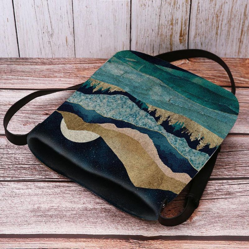 Torebka Damska Z Filcu Górskiego Treetop Landscape Print Torba Crossbody Torba Na Ramię