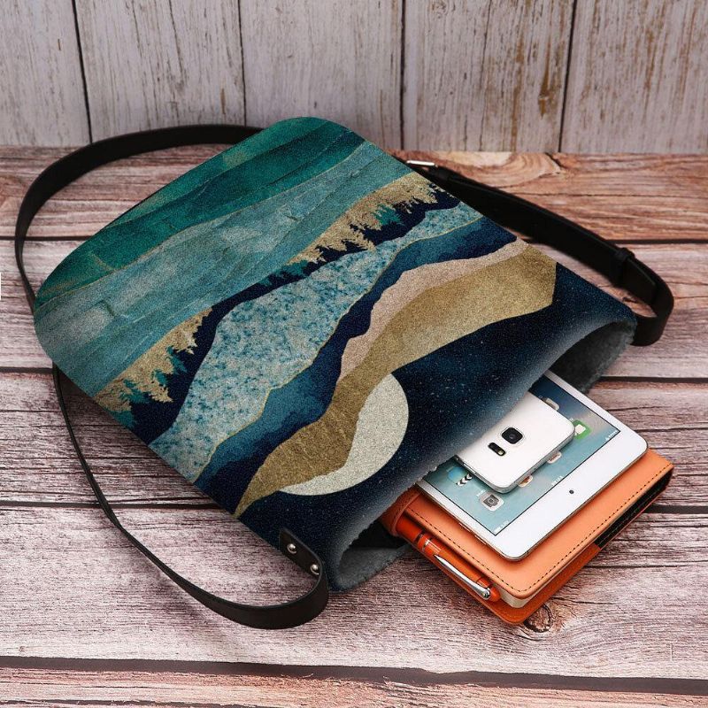 Torebka Damska Z Filcu Górskiego Treetop Landscape Print Torba Crossbody Torba Na Ramię