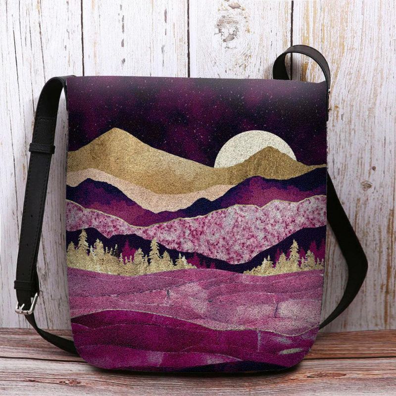 Torebka Damska Z Filcu Górskiego Treetop Landscape Print Torba Crossbody Torba Na Ramię